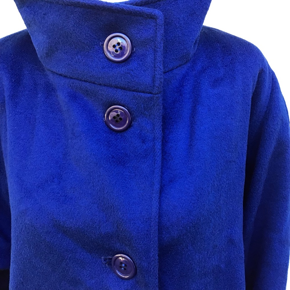 VTG Larry Levine Coat Womens Sz XL Blue Winter Button Front Overcoat